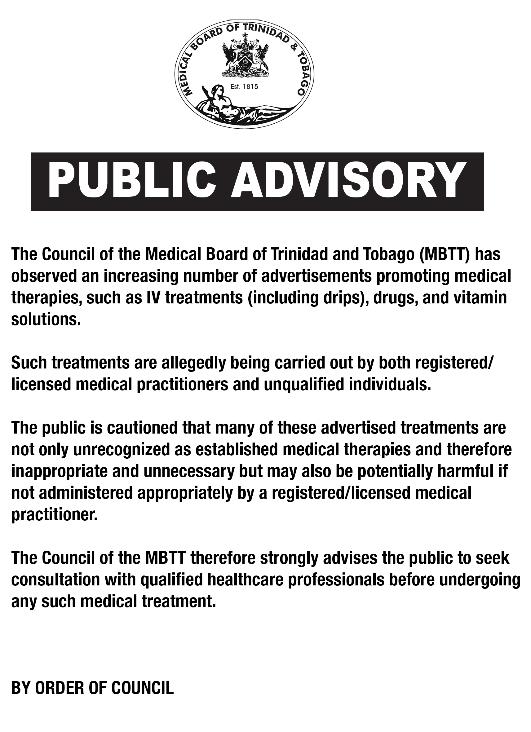 PUBLIC ADVISORY